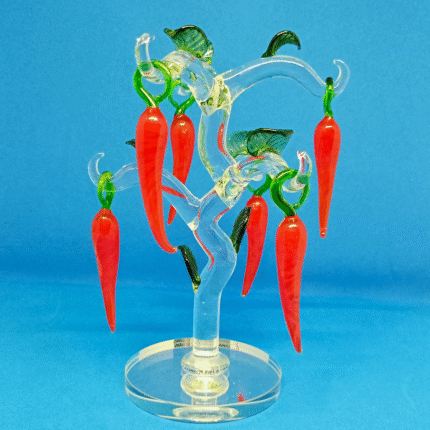 Red Crystal Glass Chili Tree