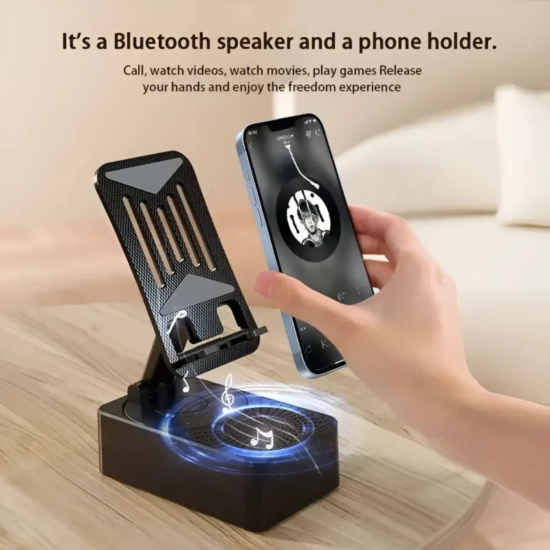 3-in-1 Wireless Speaker – Music, Phone Stand & Power Bank