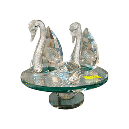 Crystal Swan & Diamond Statue Ornament (white)
