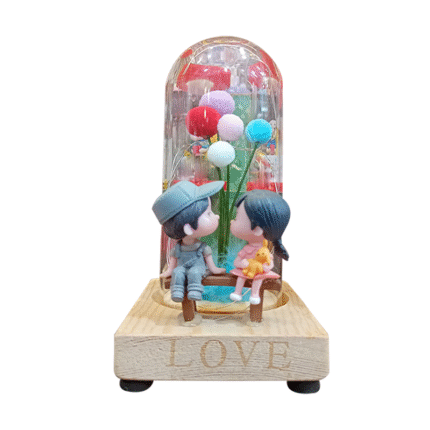 Romantic Couple Lighting Glass Showpiece (Kiss)