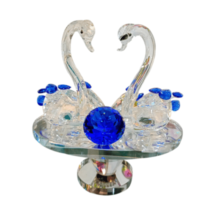 Crystal Swan & Diamond Statue Ornament (Blue)